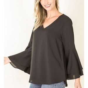 Bell Sleeve Womens Top Blouse Zenana Small Medium Large XL